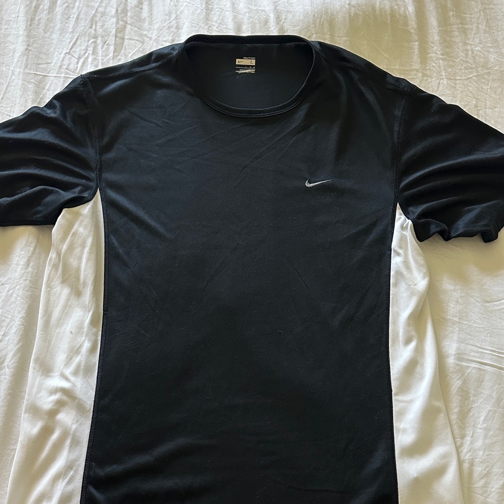 Nike Men's Short Sleeve Black and White Tee